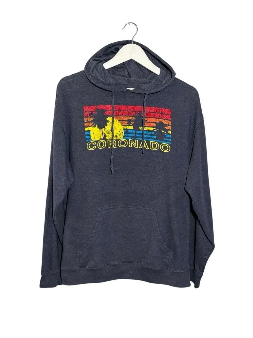 Delta Coronado retro style heathered blue hoodie - XL